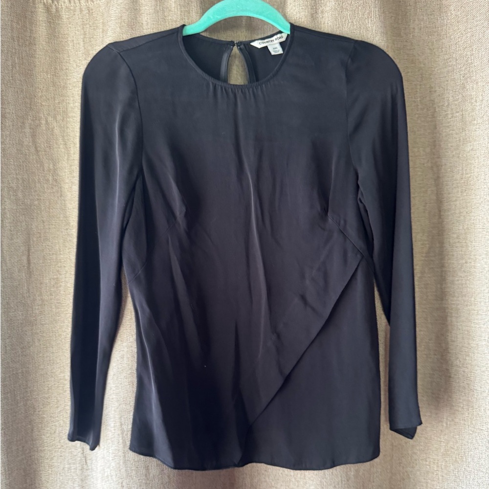 Country Road Black Long Sleeve Silk Blouse